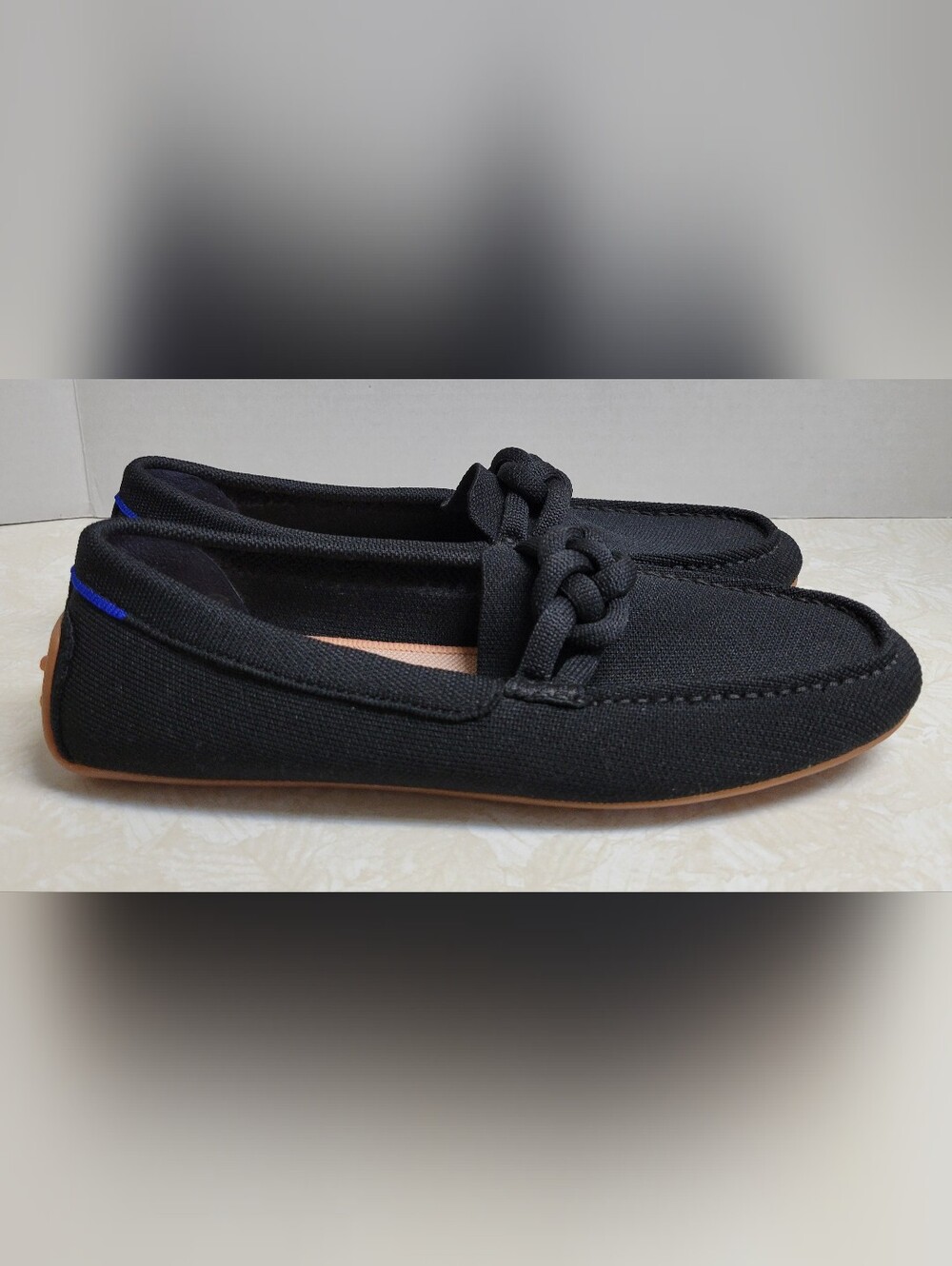 Rothy's Black Braided Canvas Slip-On Loafers